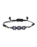 Pull-Cord Bracelet with Blue Sapphires Clovers in 18K White Gold