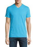 Short-Sleeve V-Neck Jersey T-Shirt, Bright Blue