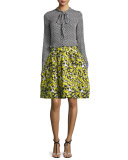 Floral Cloque A-Line Skirt, Citron