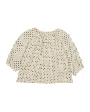 Long-Sleeve Jersey Polka-Dot Top, Cream, Size 6M-2