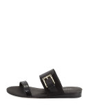 Bien Double-Strap Buckle Slide Sandal, Black