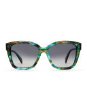 Alycia Polarized Square Sunglasses, Blue/Green