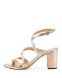 Metallic Crisscross 70mm Sandal, Gold Mix