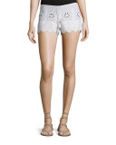 Minnie Geometric-Embroidered Shorts, Pure White