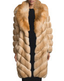 Fox-Collar Sable-Fur Coat, Tan