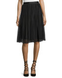 Tulle Midi Skirt, Black