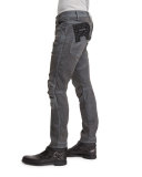 5620 3D Slim-Fit Studded Moto Jeans, Dark Aged Cobbler