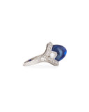 Estate Art Deco Blue Sapphire Ceylon Cabochon Ring, Size 4.5