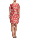 Downtown Floral-Print Sheath Dress W/ Attachable Sleeves, Plus Size 