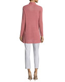 Linen-Blend Shaped Cardigan, Sandstone  