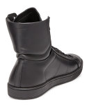 Men's Leather High-Top Sneaker, Black