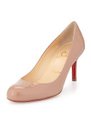 Simple Patent Red Sole Pump, Nude