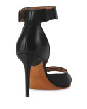 Leather Shark-Lock Naked Sandal, Black