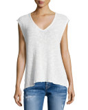 Harmonia Cap-Sleeve V-Neck Tee, White