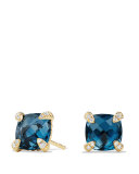 Châtelaine 8mm Hampton Blue Topaz & Diamond Earrings