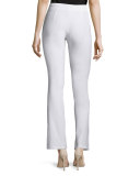 Washable-Crepe Boot-Cut Pants, White, Plus Size