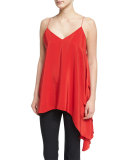 Romeo Sleeveless V-Neck Draped Top, Venetian Red