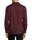 Cambridge Check-Detail Sport Shirt, Oxblood