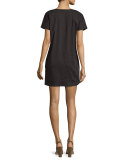 Alisia Crunch-Wash Shift Dress, Black