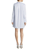 Azriel Striped Shirtdress, White/Blue