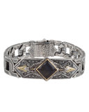 Men's Sterling Silver & 18K Gold Bracelet with Hawk's Eye