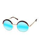 Jester Mirrored Round Metal Sunglasses, Gold