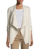 Ribbed Draped-Front Cardigan