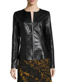 Maris Lambskin Peplum Jacket, Black