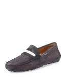Calf Suede Driver, Gray