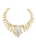 Spiral Collar Necklace w/Rock Crystal Nugget