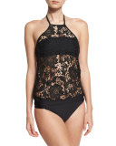 State of Lace High-Neck Tankini & Bandeau Swim Top
