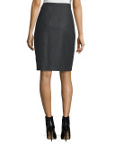 Front-Slit Pleated Skirt, Charcoal