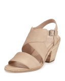 Cara Crisscross Leather Sandal, Sand