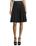Pleated A-Line Skirt, Black