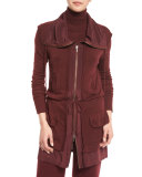 Locklyn Silk-Trimmed Wool Parka Jacket, Burgundy