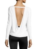 Drapey V-Back Long-Sleeve Tee, White