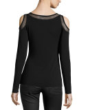 Broadcast Mesh-Inset Cold-Shoulder Top