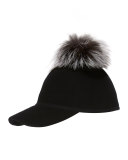Sass Single-Pom Wool Felt Baseball Cap, Silver/Black