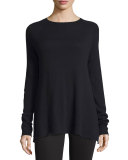 Banny Long-Sleeve A-Line Sweater, Black