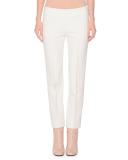 Slim-Fit Stretch-Wool Pants, Ivory