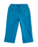 Bryan Twill Straight-Leg Pants, Blue, Size 6M-3
