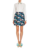 Star-Trim Cotton Blouse, White