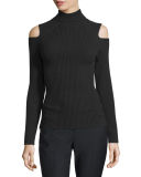 Jemliss Ribbed Cold-Shoulder Sweater