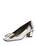 Decollete Belle Vivier Metallic Pump, Silver/Gold