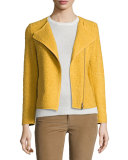 Liam Zip-Front Boucle Jacket, Lemon Creme