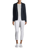 Riley Long-Sleeve Silk-Blend Top, Bright White