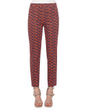 Franca Oval-Print Ankle Pants, Navy/Rust