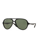 Plastic Aviator Sunglasses, Black