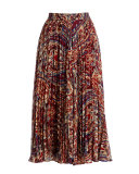 Silk Sunburst Flare Midi Skirt, Kennedy Metallic