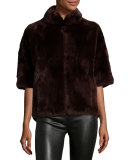 Rabbit Fur Bolero Jacket, Wine